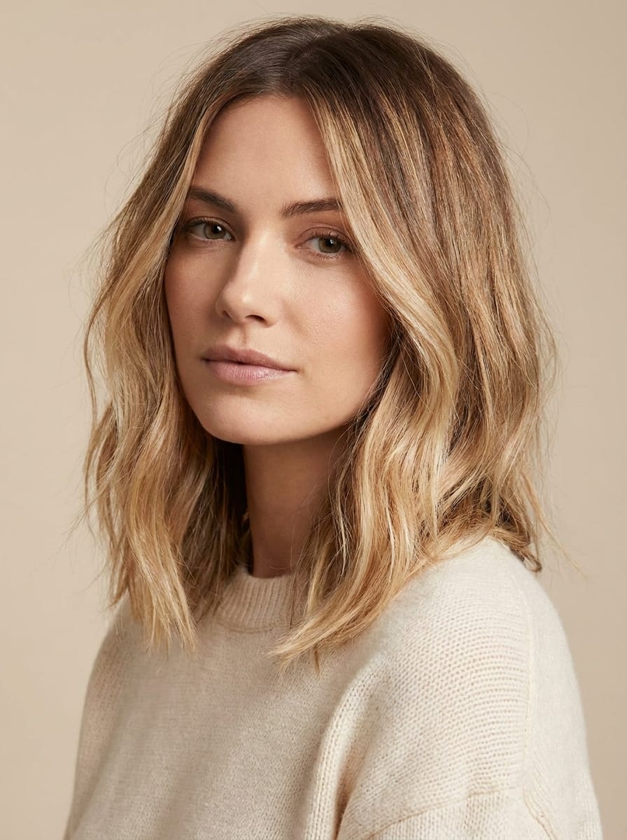 Balayage Blond auf einem Long Bob - Blondes Balayage